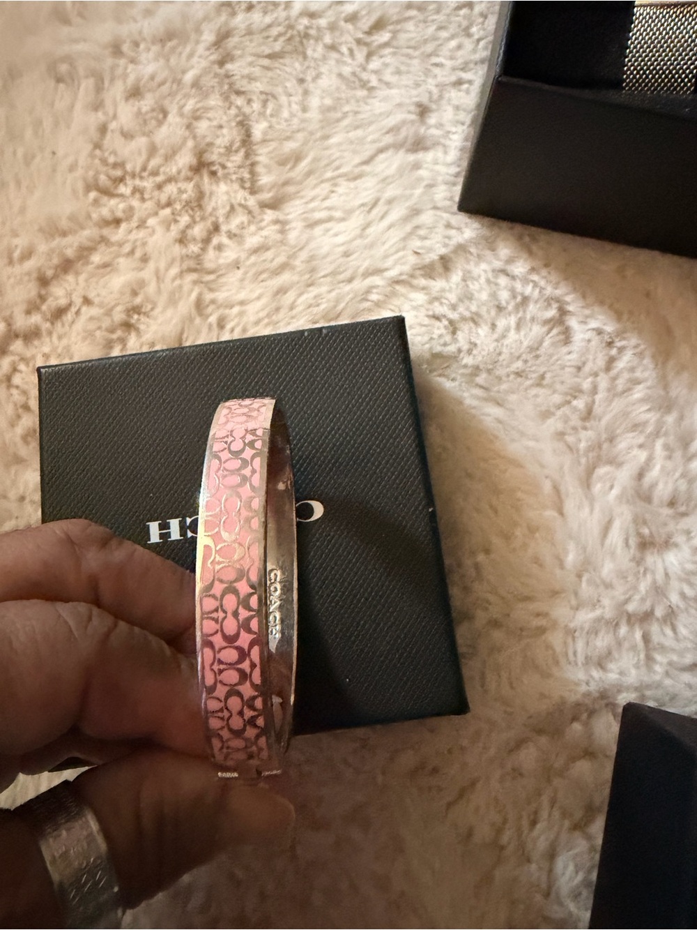Coach Pink Signature Enamel Bangle Bracelet